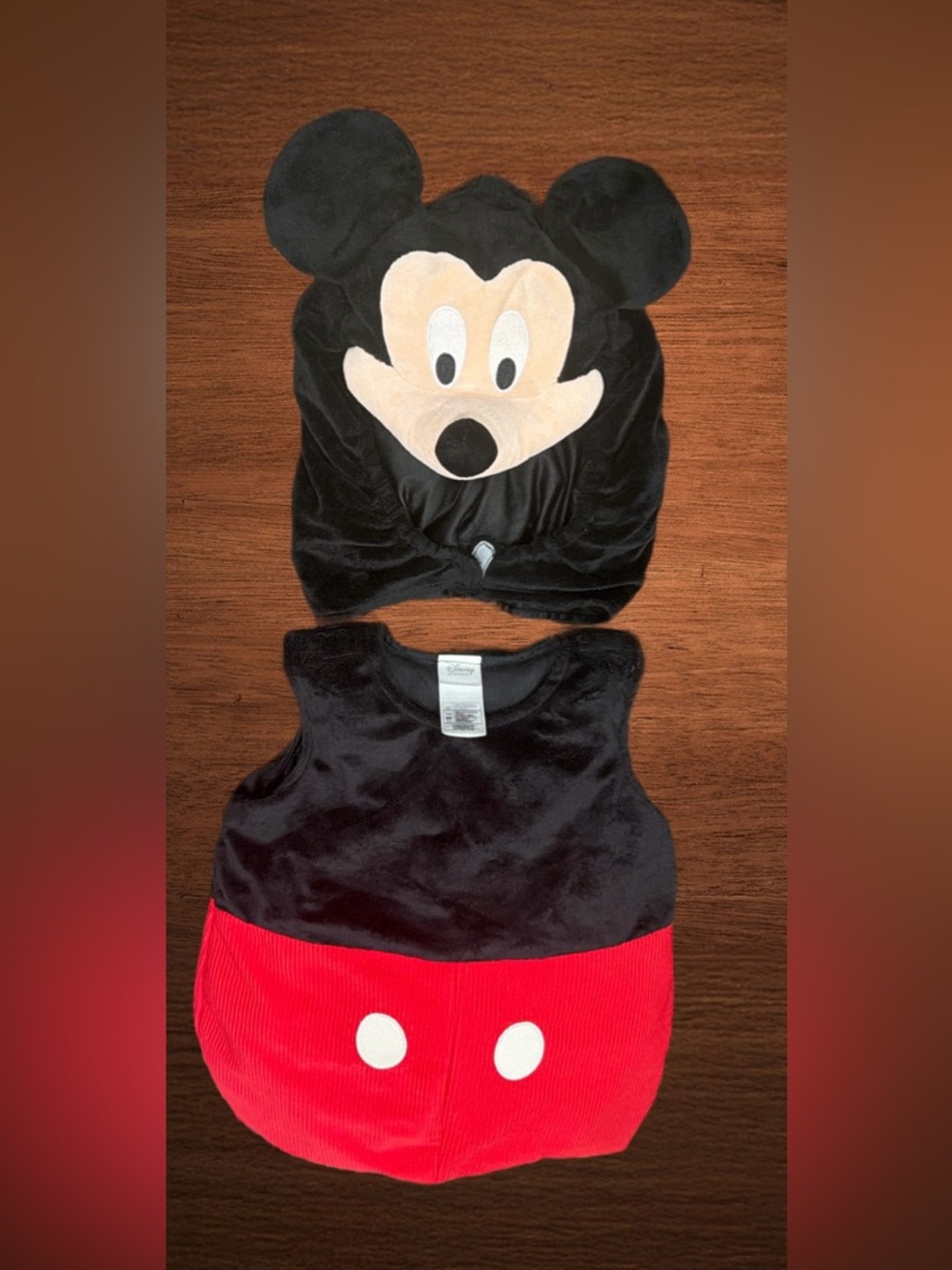 DISNEY STORE MICKEY MOUSE COSTUME PLUSH BODYSUIT 2 PIECES SIZE 5/6